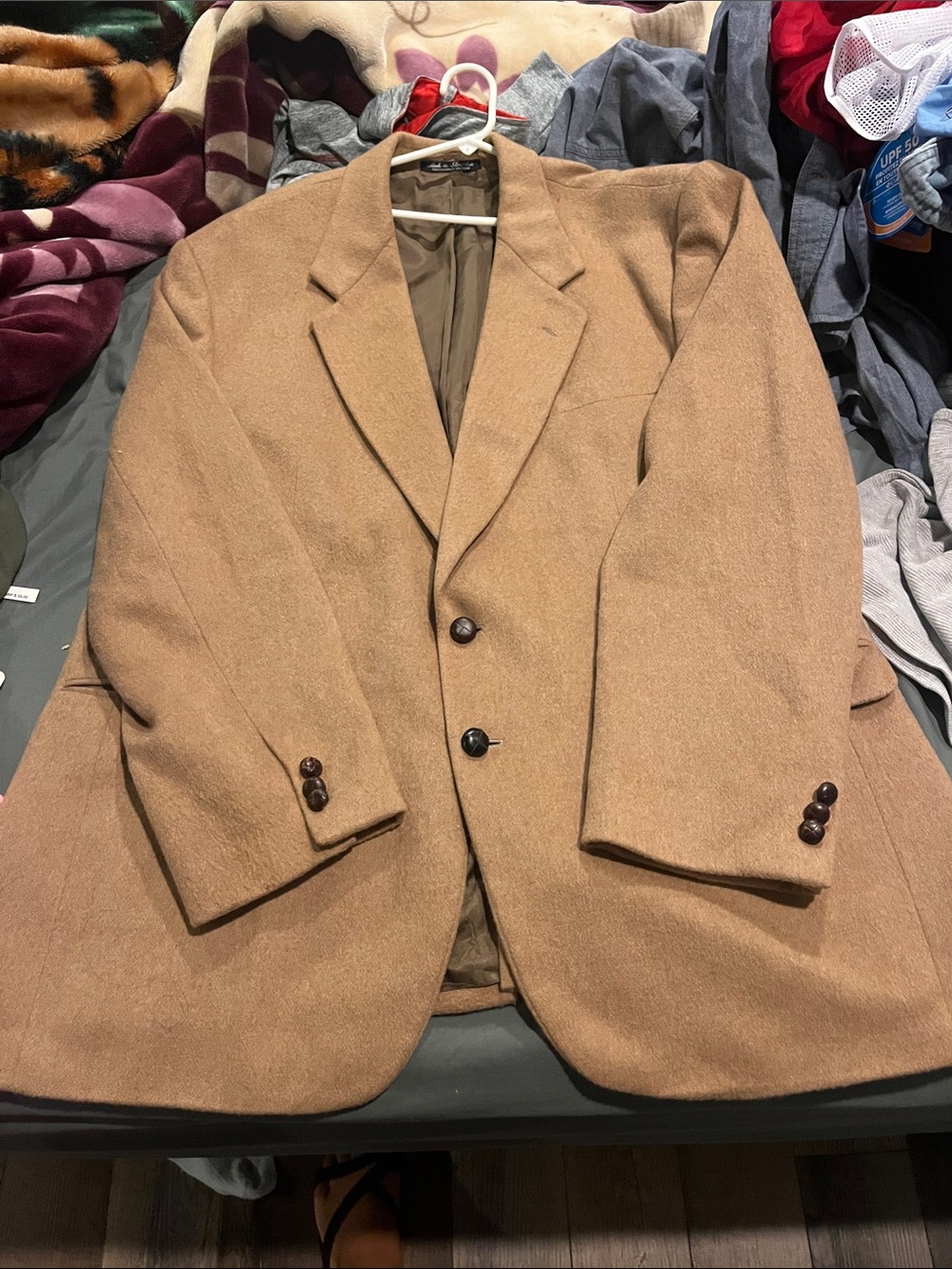 Vintage 100% Camel Hair Wool 2 Button Front Blazer Jacket Camel Tan Size L46